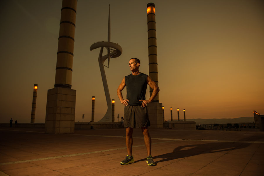 Portrait of Rob McEntire from New York at Montjuic antenna in Barcelona